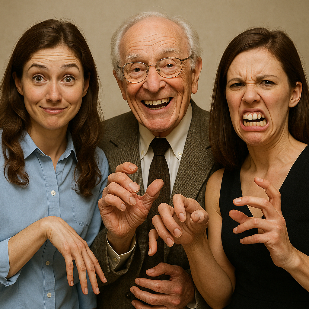 Картинка создана нейросетью, попросила нарисовать три руки у человека. Почти получилось :-)