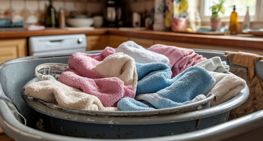    Вываривание полотенец в прошлом: 2 ложки в таз - и станут как новые