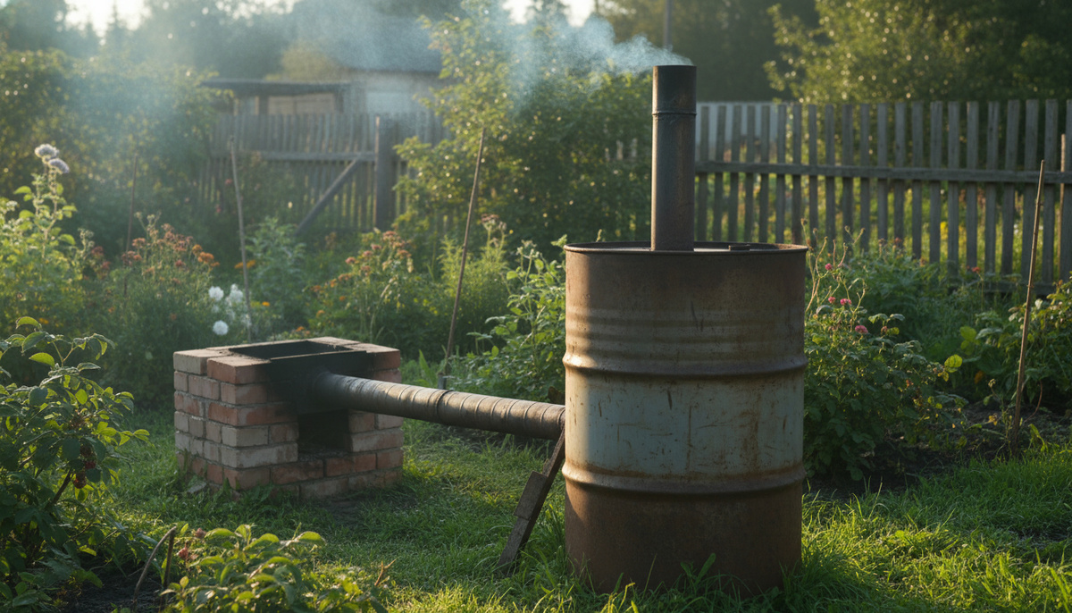    Самодельная коптильня на даче
