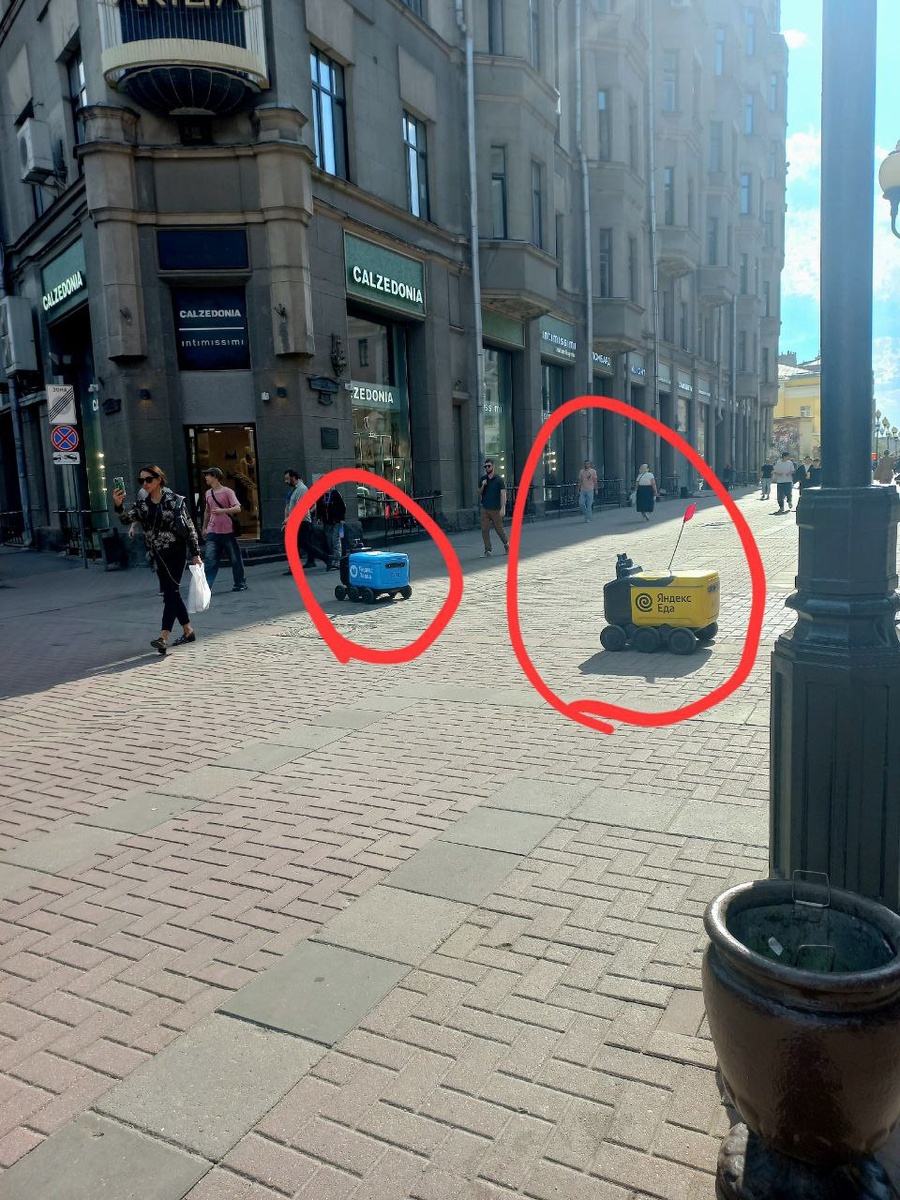 Тут гуляют не только люди, но и роботы доставщики