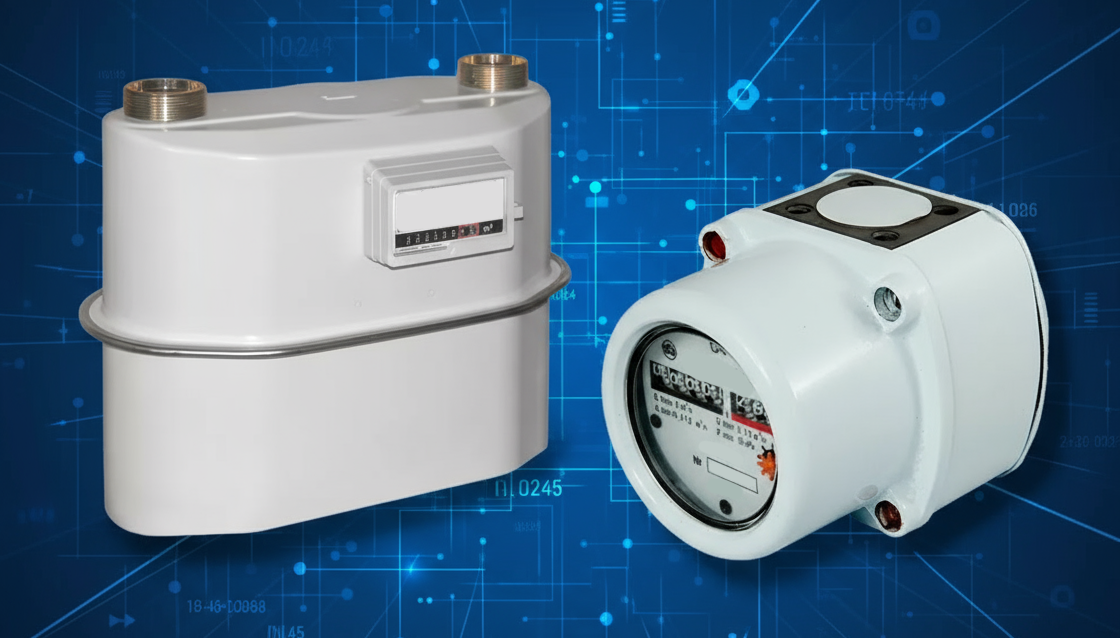 Мембранный (слева) и роторный (справа) счетчики газа