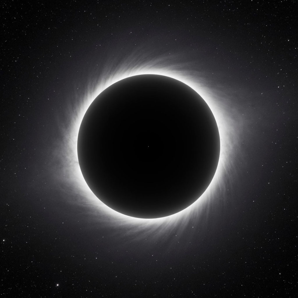 Так может выглядеть изображение чёрной дыры в духе снимков проекта Event Horizon Telescope или научно‑популярной визуализации