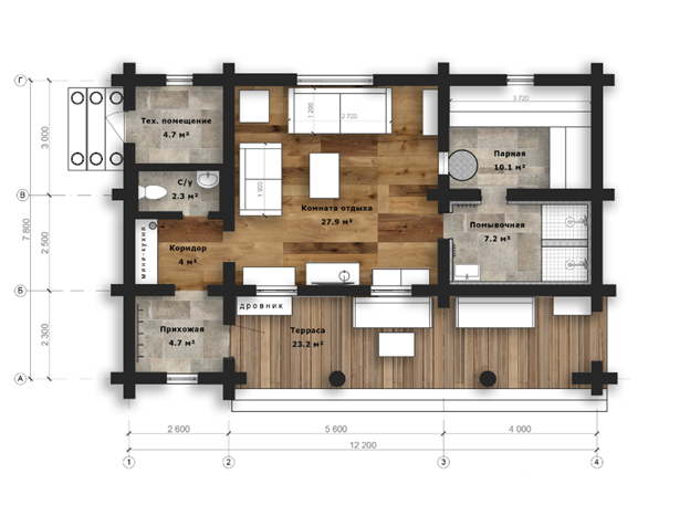 Проект сруба бани «Гидрия»