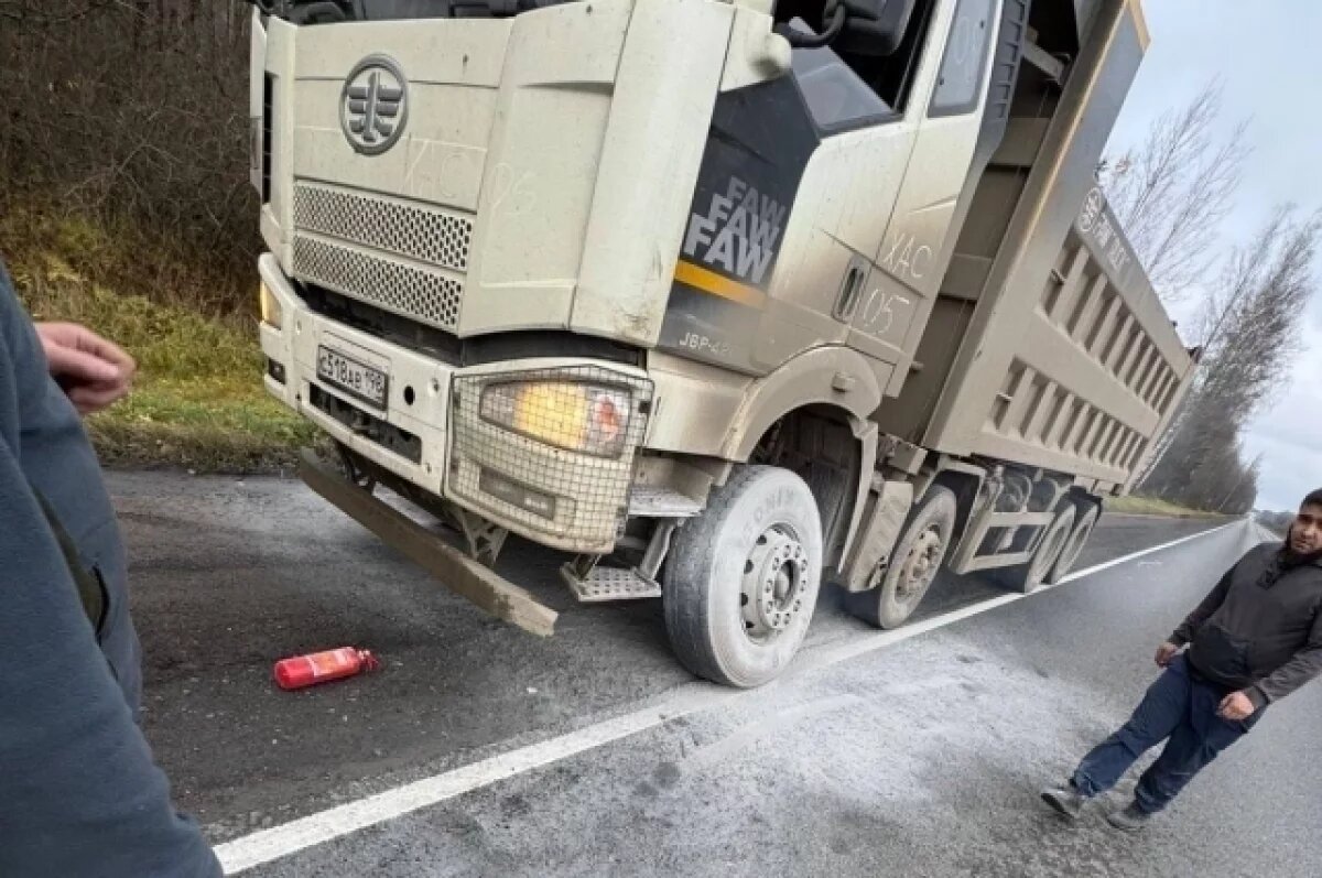    Грузовик прямо во время движения загорелся под Петербургом