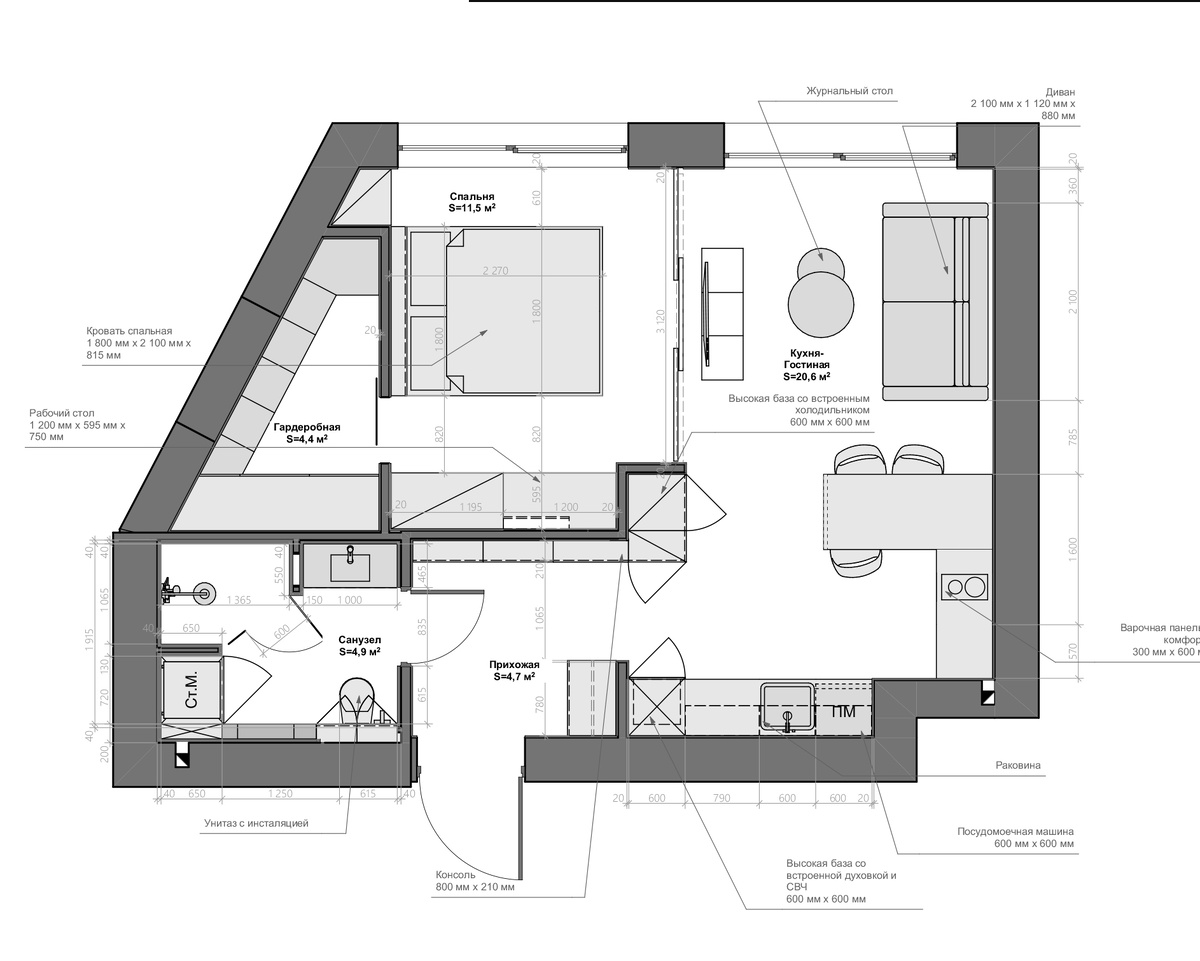 Продуманный дизайн планировки квартиры