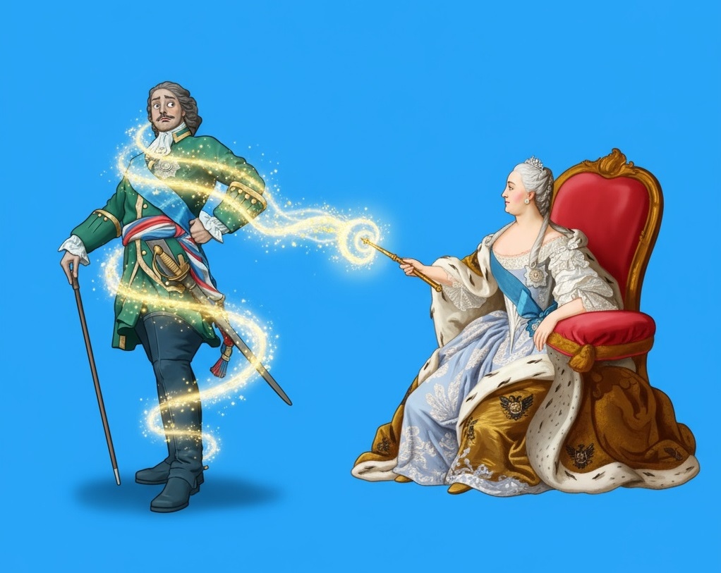 Фотоколлаж автора. Петр I и Екатерина II