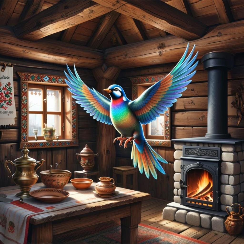 В представлении ИИ , птица счастья Куйкараш выглядит так.