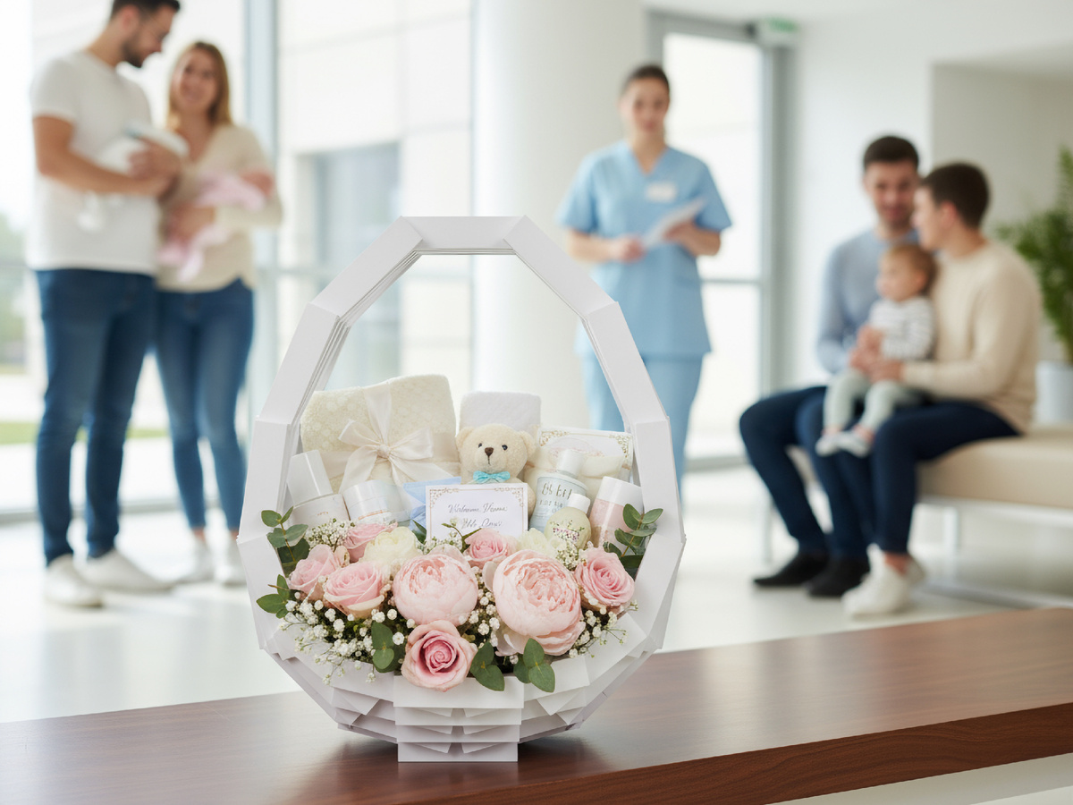 Корзина EGG в подарок на выписку из роддома