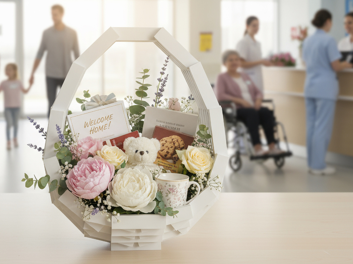 Подарок в корзине EGG на выписку