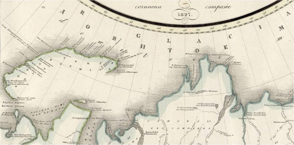 Архипелаг Новая Земля на карте 1827 года