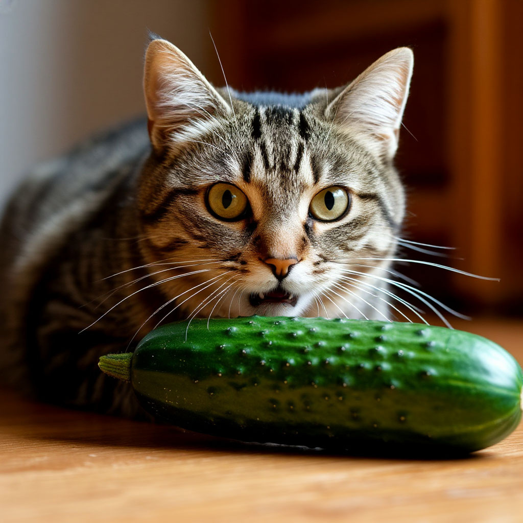 Кошка и огурец
