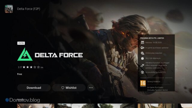    Страница Delta Force в PSN