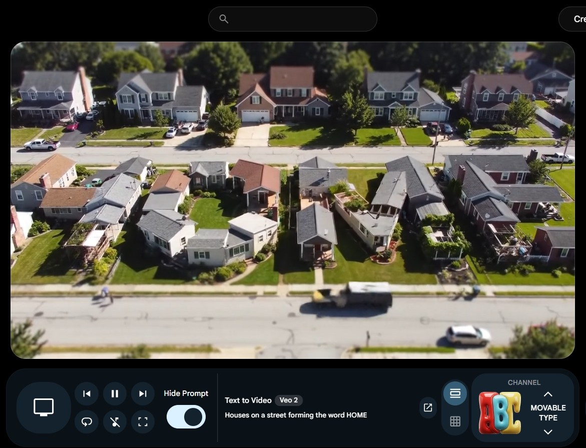 Скрин интерфейса нейросети Google Veo 3 на сайте https://labs.google/flow/about