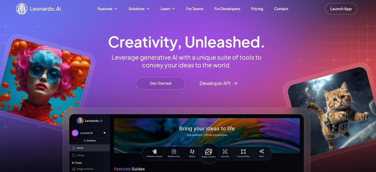 Скрин с сайта https://leonardo.ai/