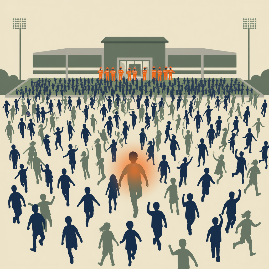 Дети, сначала обрадованные внеплановым «выходным», теперь молча, с широко раскрытыми глазами, подчинялись этому хаосу.