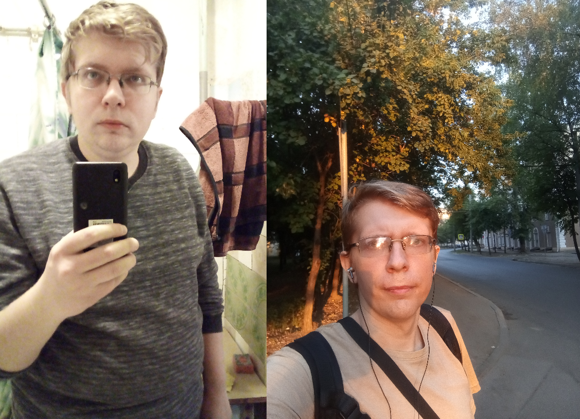 Фоткаться не любитель и не мастер, но всему можно научиться). На летней фотке промежуточная стадия, вес 77 кг. Конец июля, рассвет