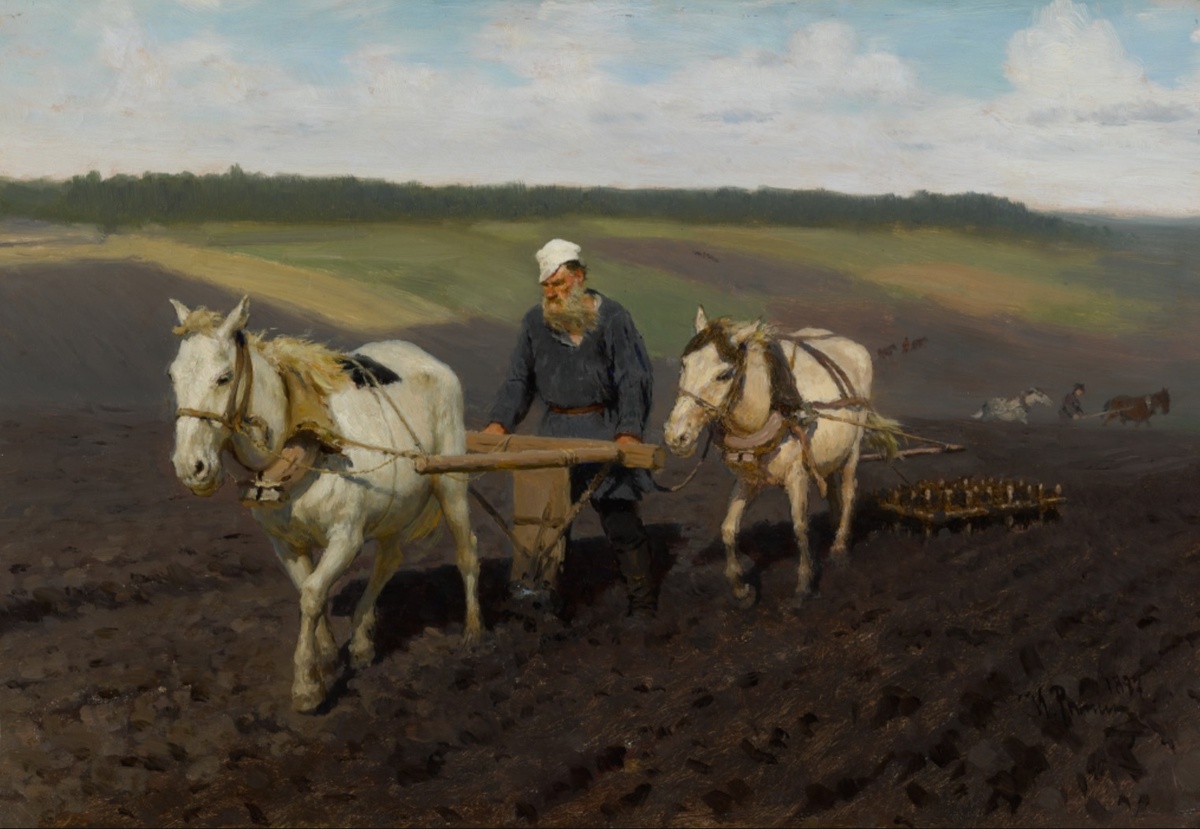 Пахарь. Лев Толстой на пашне. 1887. Художник — Илья Репин (1844–1930). Государственная Третьяковская галерея, Москва