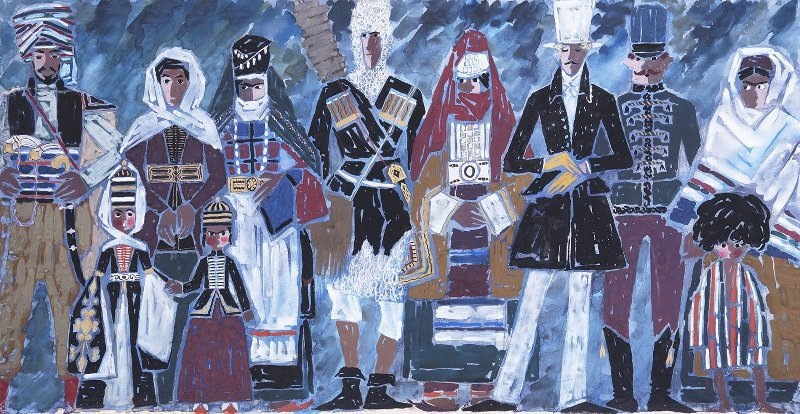 Рапопорт Эльза Давыдовна. Эскиз костюма. Печорин и черкесы. Фильм: Бэла (Герой нашего времени). 1966 г. / Государственный центральный музей кино