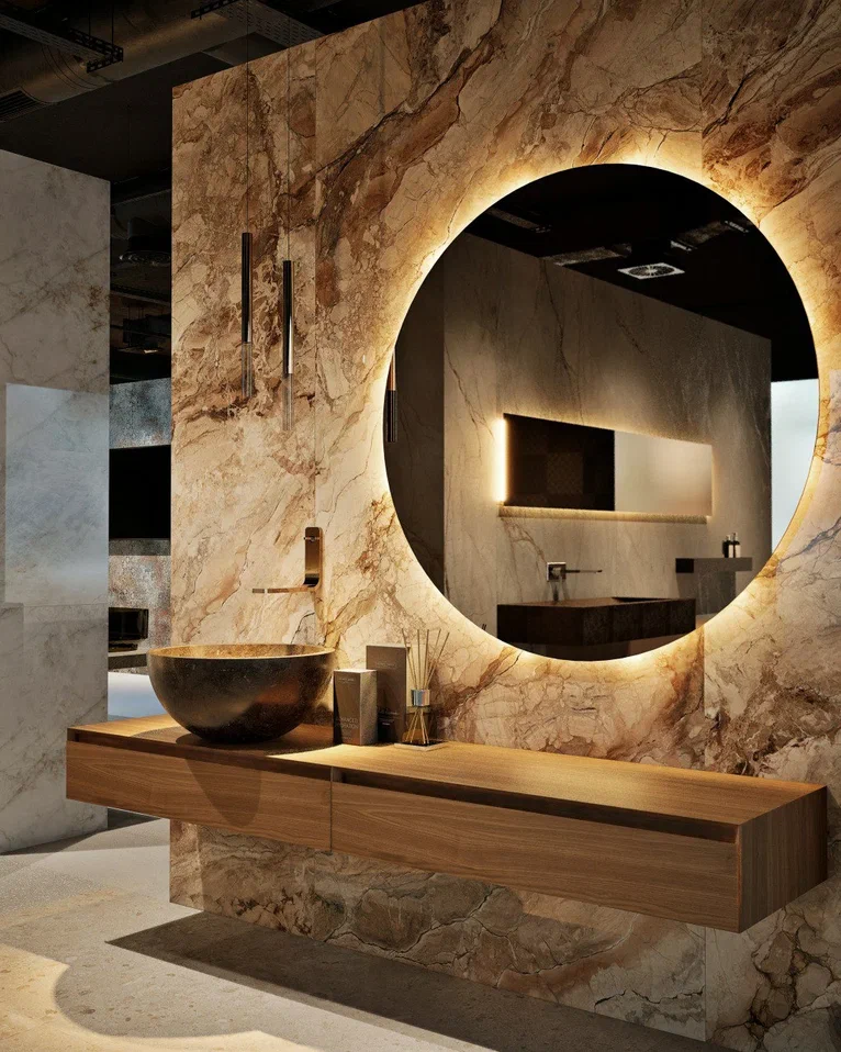 Фото с экспозиции нашего шоурума. Для его создания была использована плитка испанской фабрики GRESPANIA, коллекция ANKARA. В GLOBUS CERAMICA можно купить отделочные материалы из последних коллекций этого производителя