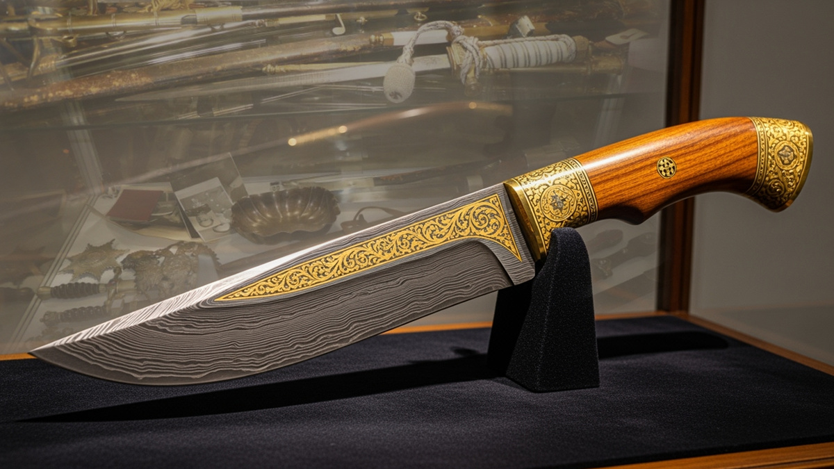 Фото: нож из Дамасской стали, коллаж Российский Союз ИНженеров 
