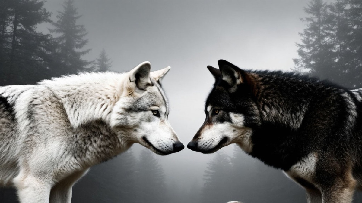 — В каждом человеке живут два волка. Один — чёрный, с глазами, похожими на угли. Он питается злобой, завистью и гневом.— Второй волк — белый. У него мягкая шерсть и светлый, добрый взгляд. Он живёт за счёт доброты, терпения и сочувствия. 