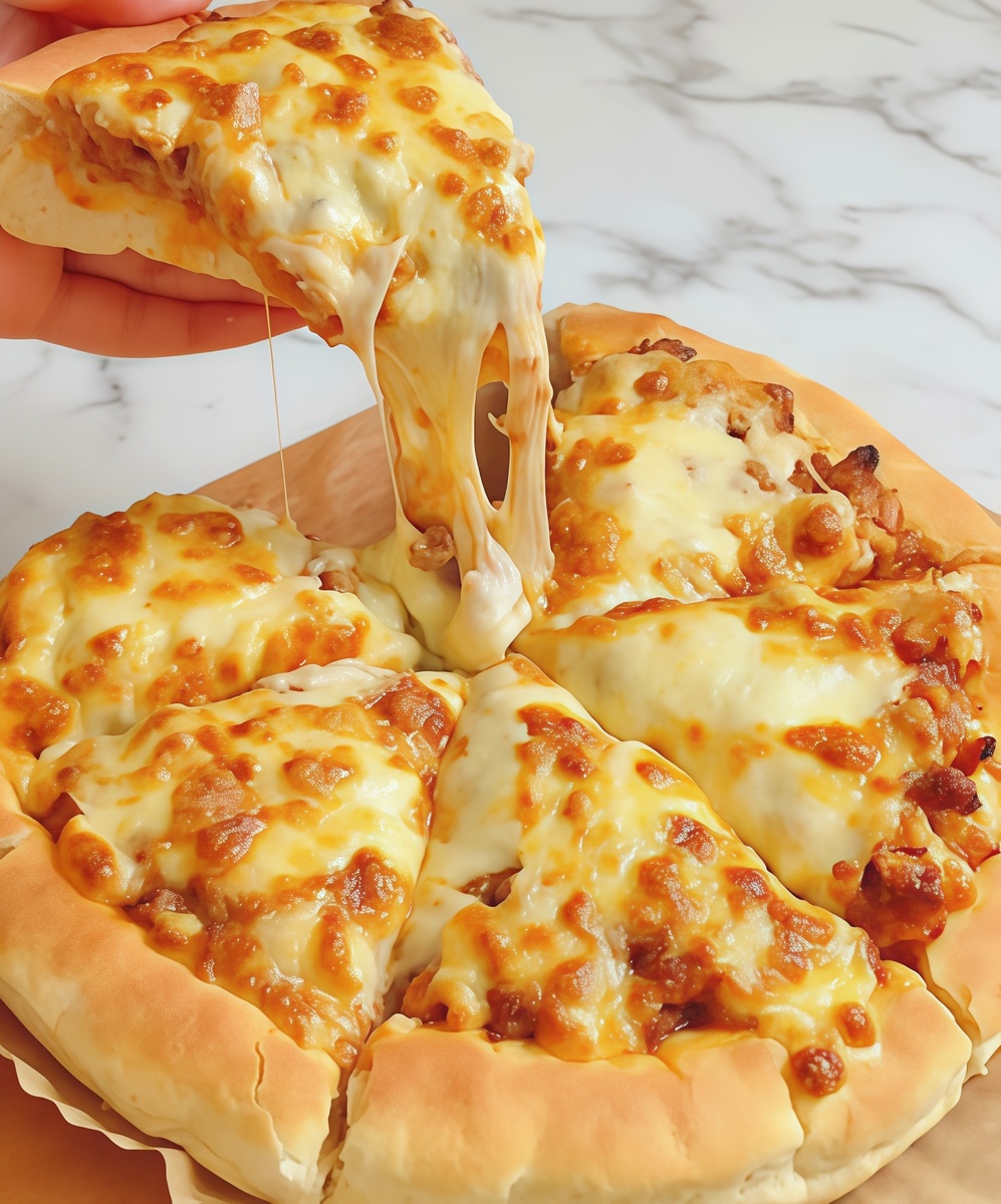 Домашняя пицца с говяжьим фаршем и сыром