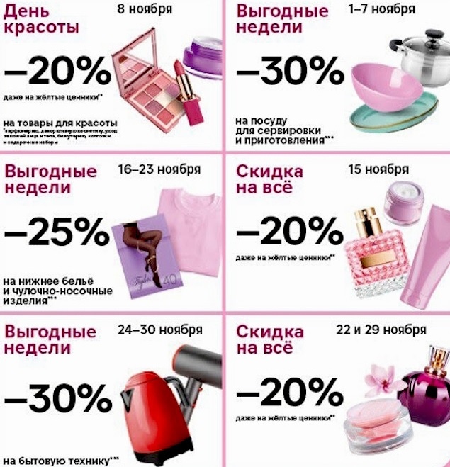 Календарь скидок Магнит Косметик на ноябрь 2025!