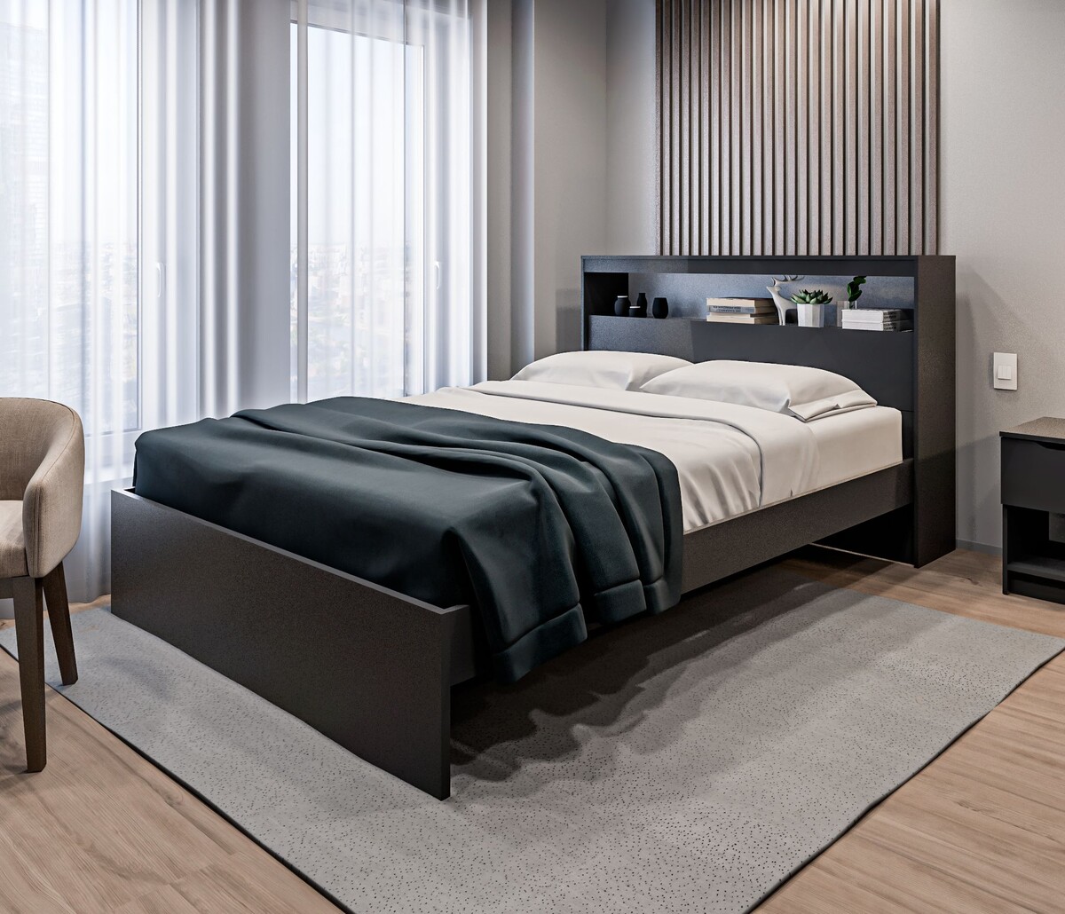 Кровать Бруклин СБ-3356. В ассортименте два оттенка: Белый и Диамант серый
