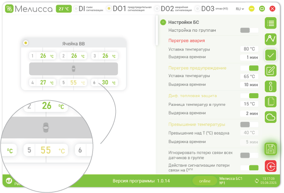 Рисунок 1 — Срабатывание алгоритма дифференциальной тепловой защиты