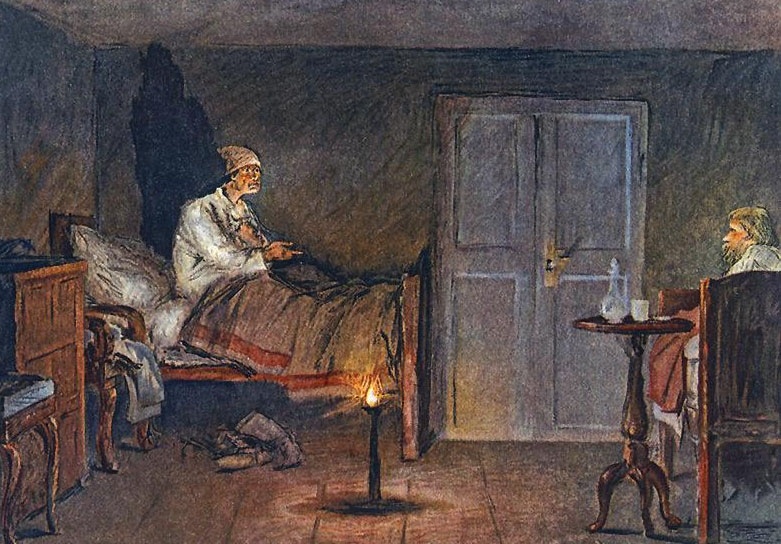 Иллюстрация к рассказу «Гамлет Щигровского уезда» из цикла рассказов «Записки охотника»
Иллюстратор: Петр Петрович Соколов - русский живописец и график (1821-1899)