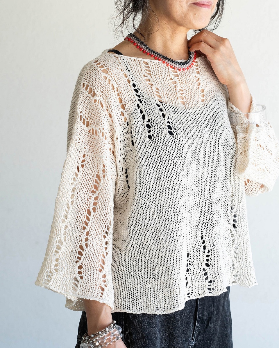 Летний льняной пуловер Bubbles от Yumiko Alexander.