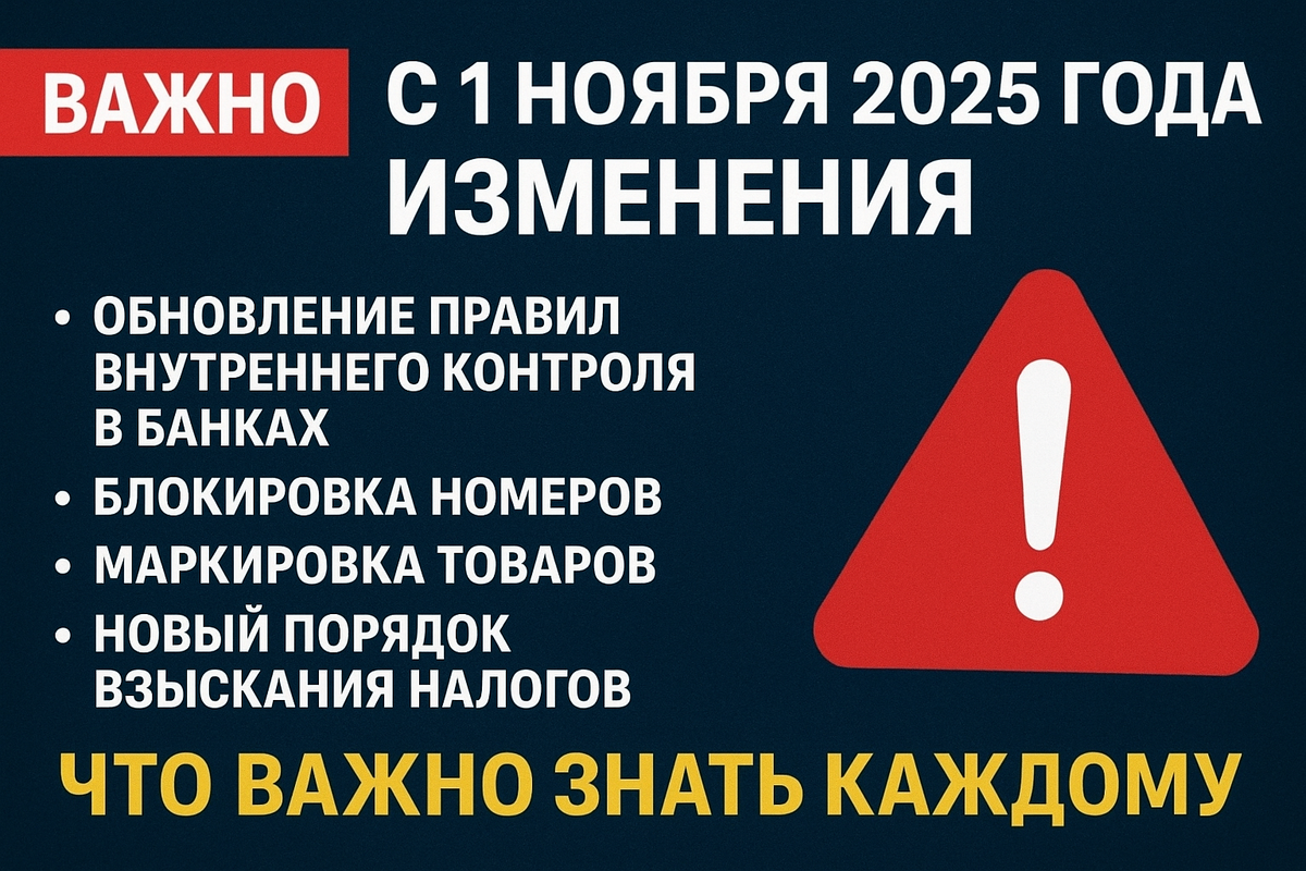С 1 ноября вступают в силу новые правила: блокировка номеров, изменения в банках, маркировка товаров и новые налоговые процедуры. Разбираем, что это значит для каждого из нас.