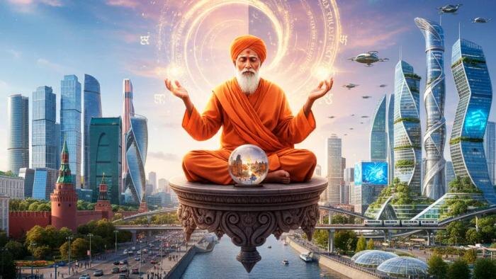 Какой будет Россия в 2026 году? А в 2040 году? Что по этому поводу говорит пророк из Индии Пунит Нахата. Обложка © Gemini
