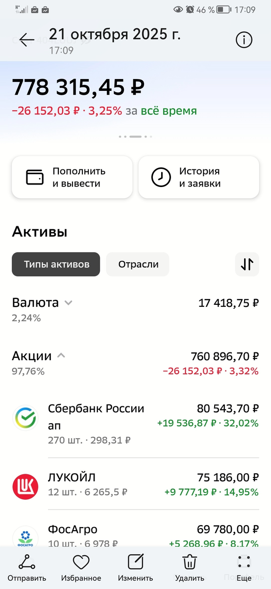 Фото брокерского счёта.