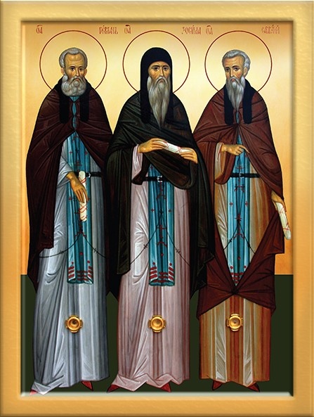Икона преподобных Соловецких чудотворцев Германа, Зосимы и Савватия. Фото monasterium.ru. 