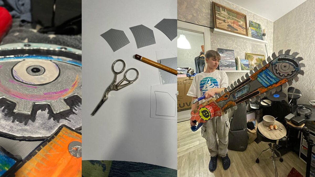 Всю работу делал он сам, я только красила зубчики, какие-то мелочи и вскрывала лаком, а то дождь обещали 31-го