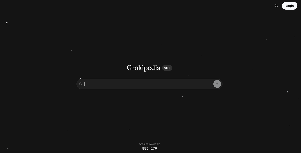Grokipedia v0.1 пользовательский интерфейс