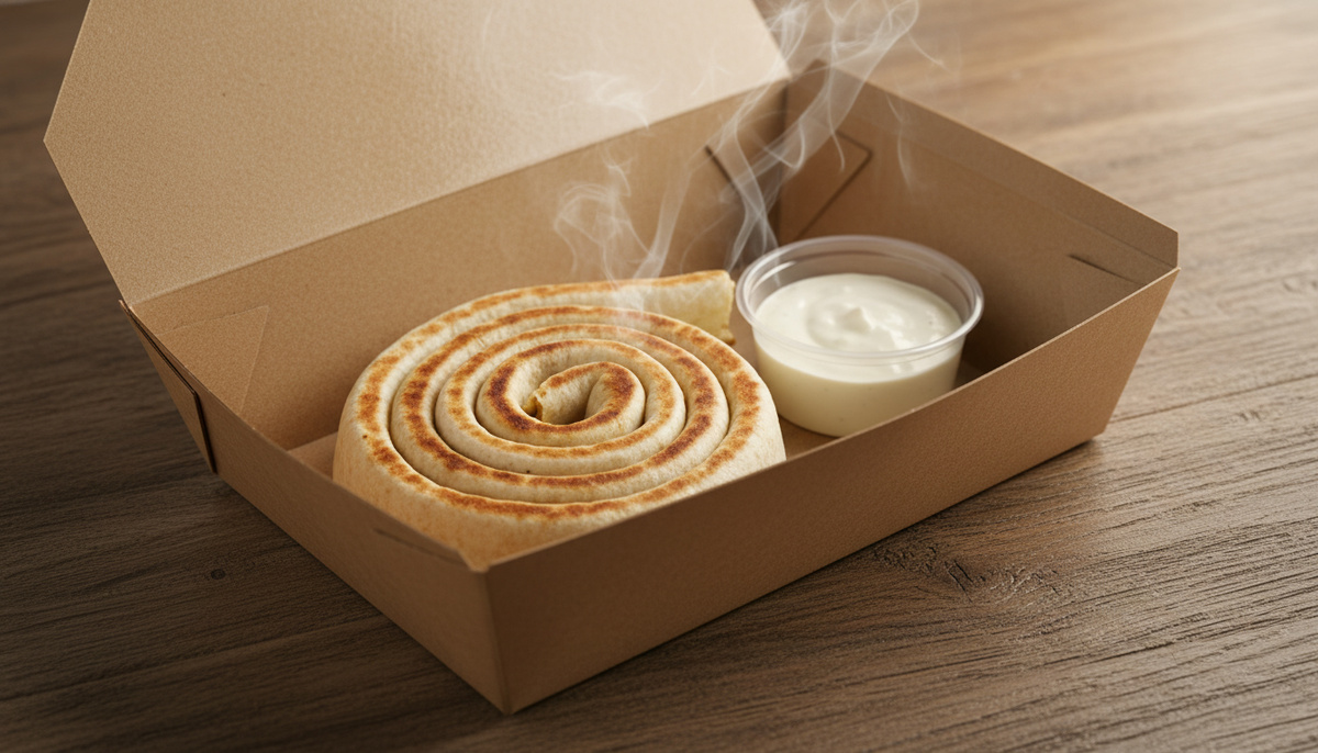    Крупный план блюда: рулет в лаваше