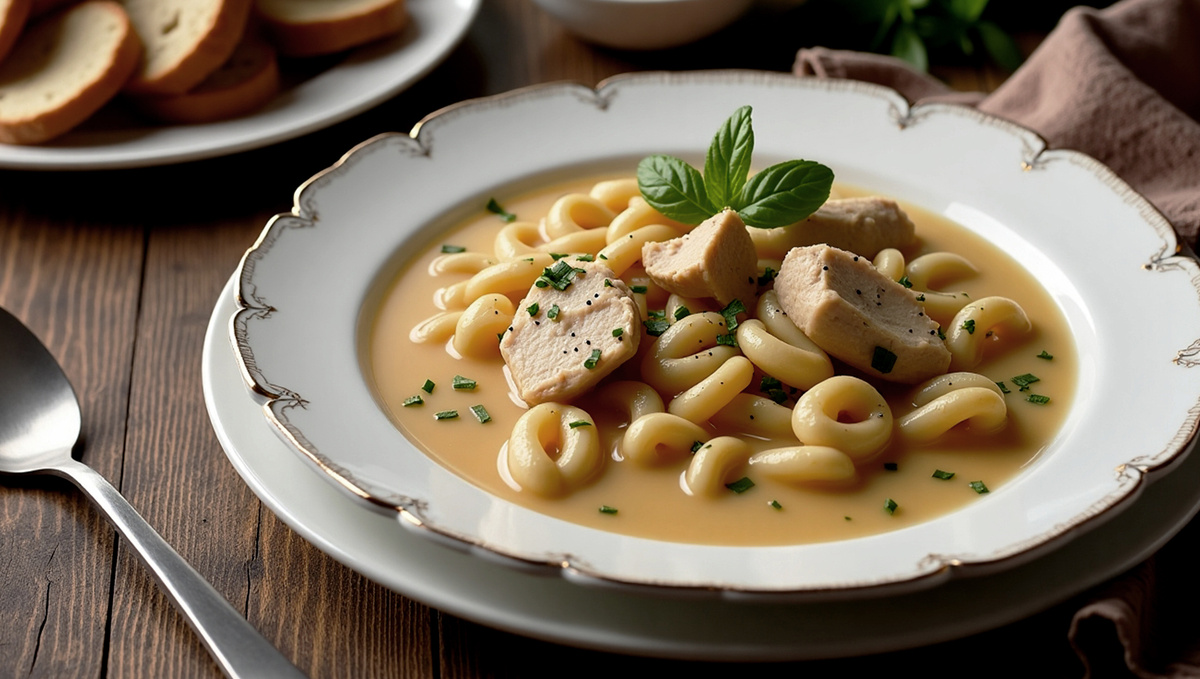 Очень аппетитное куриное мясо в супе