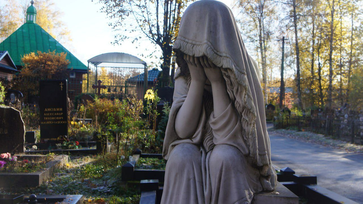 Вид на храм Святого Апостола и евангелиста Иоанна Богослова на Богословском кладбище Санкт-Петербурга