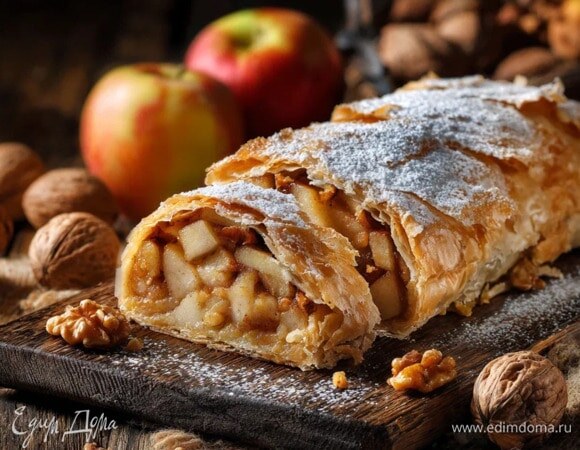 Штрудель с яблоками и орехами