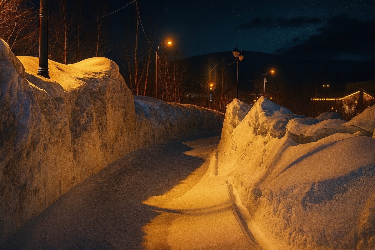 Сугробы в Кировске