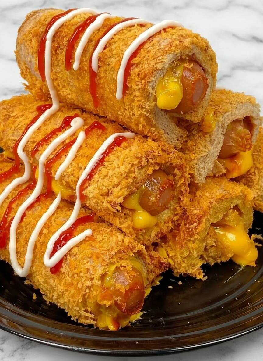 Сосиски с сыром в тостовом хлебе