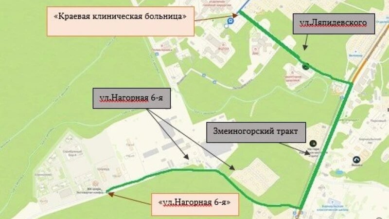     Маршрут автобуса №80 Комитет по дорожному хозяйству и транспорту города Барнаула