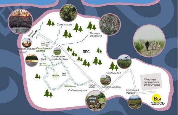 Карта-схема маршрута "Серебряные болота"