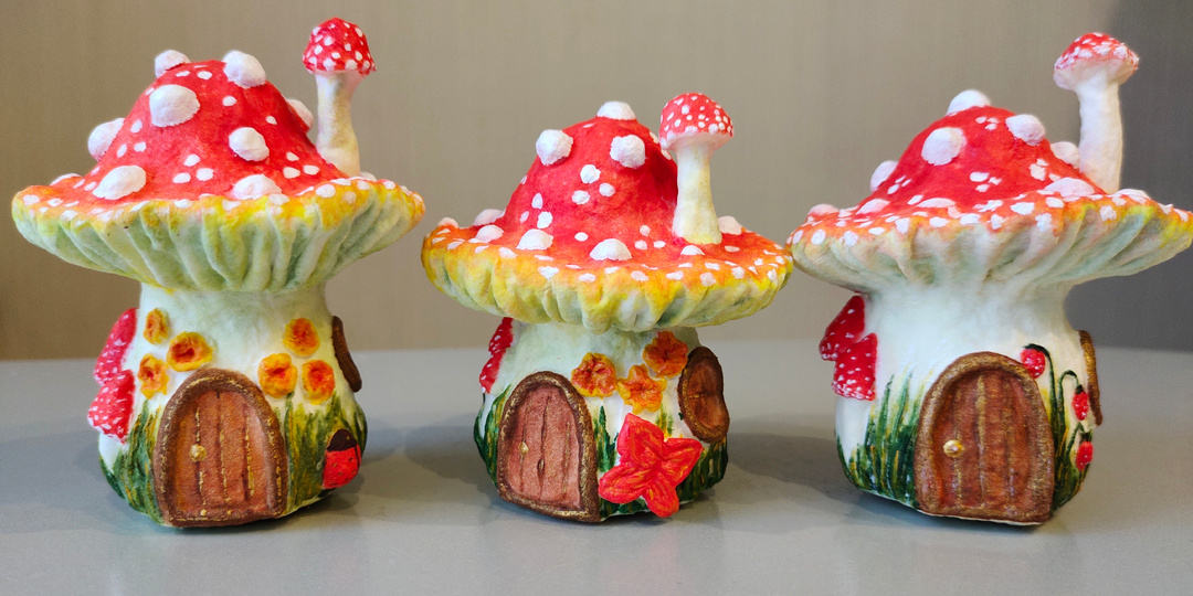Ватные мухоморы-домики: пошаговый мастер-класс