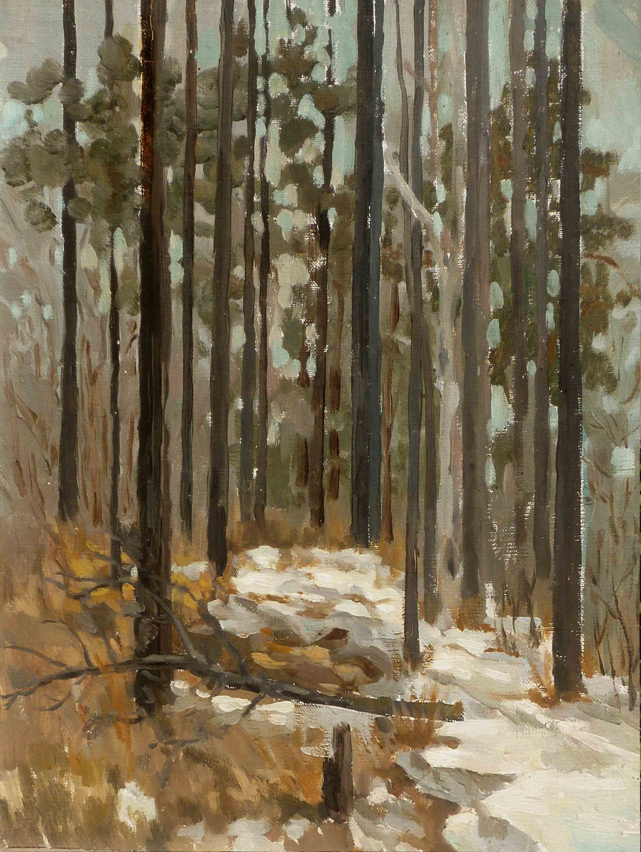 ПресняковаЛ.Д. Весна В тайге. 1991г. х. на фан., м., 60,5х45,5