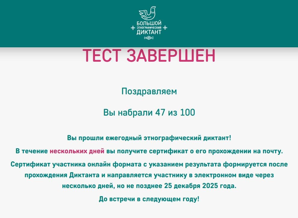 Результаты Большого этнографического диктанта