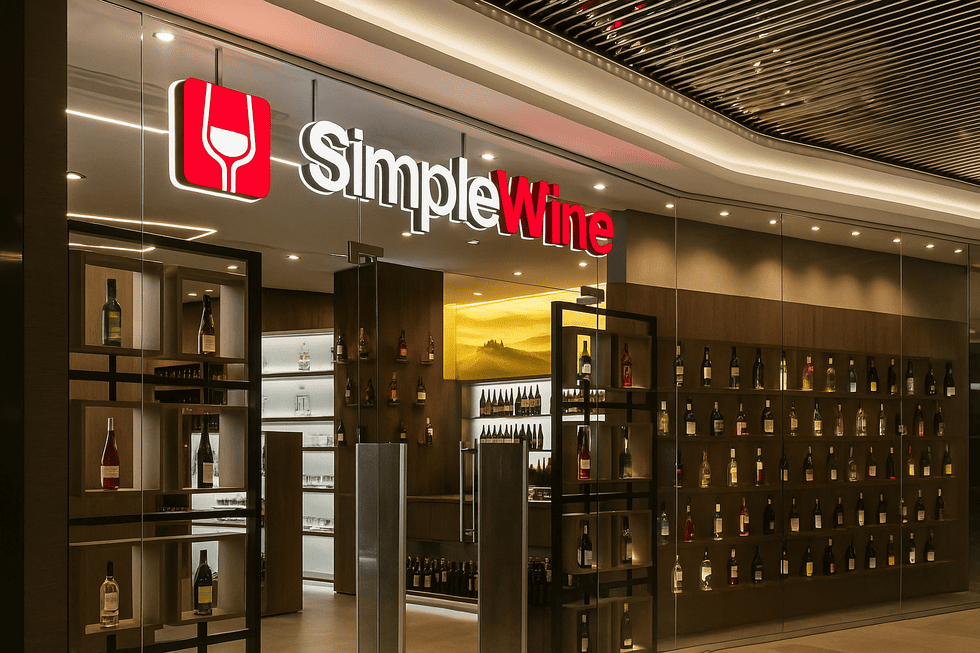 Вывеска для винного бутика в ТЦ: сдержанная элегантность и точность исполнения