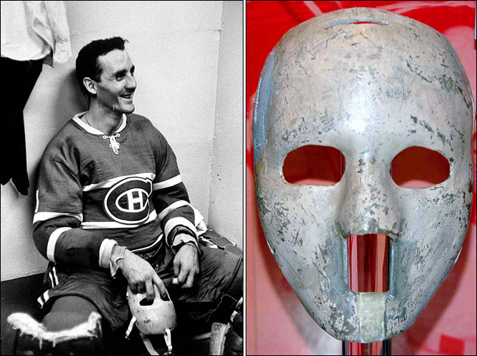 Жак Плант с первой в мире вратарской маской